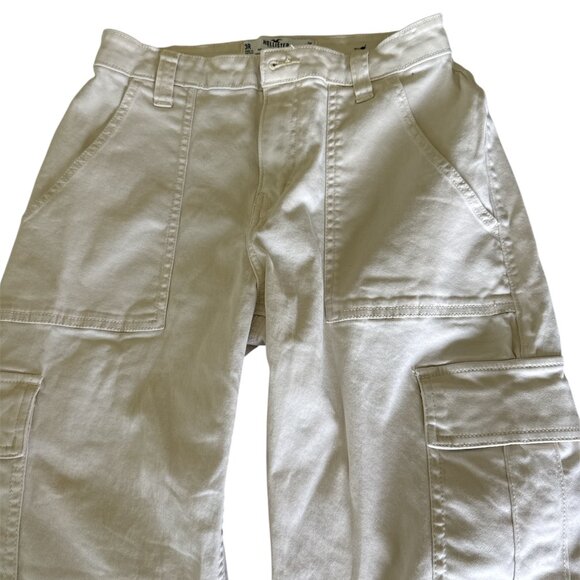 Hollister High-Rise Dad Jean Cargo Pants Ivory Women’s 3R W26 90s - Picture 2 of 5